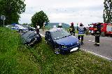 Zderzenie fiata z bmw na skrzyżowaniu w Woli Cieklińskiej (Sieniawa)