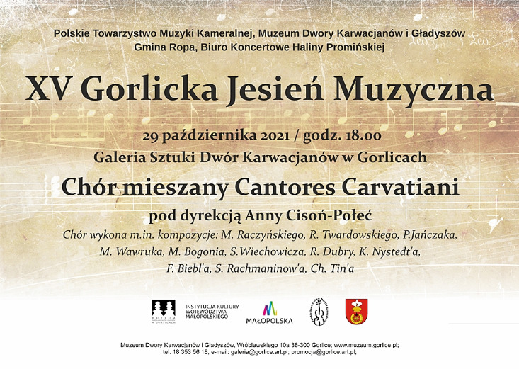 XV FESTIWAL GORLICKA JESIEŃ MUZYCZNA / KONCERT CHÓRU CANTORES CARVATIANI