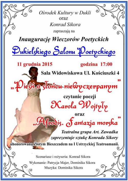 Wieczór poetycki  „Pieśńo słońcu  niewyczerpanym”